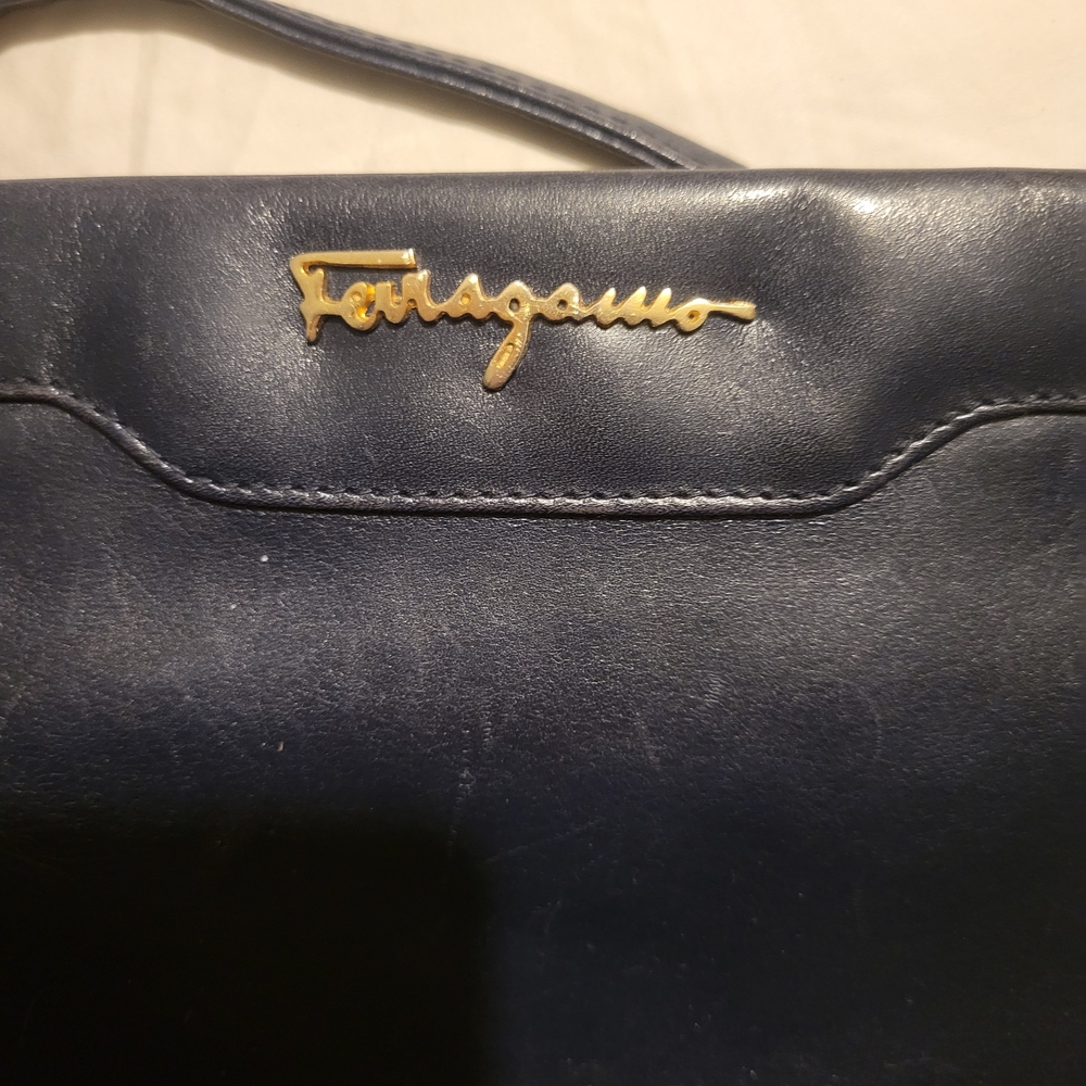 Vintage Salvatore Ferragamo Dark Blue Shoulder Bag